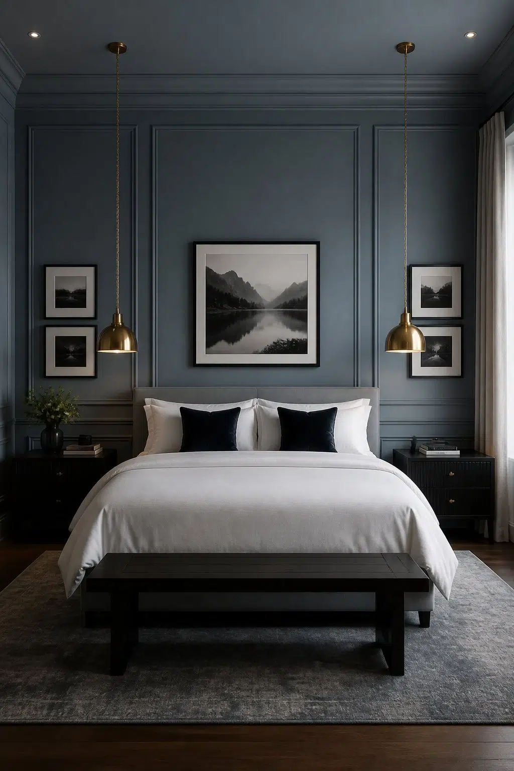 Full-Wall Blue Boutique Bedroom — Adirondack Blue by Behr