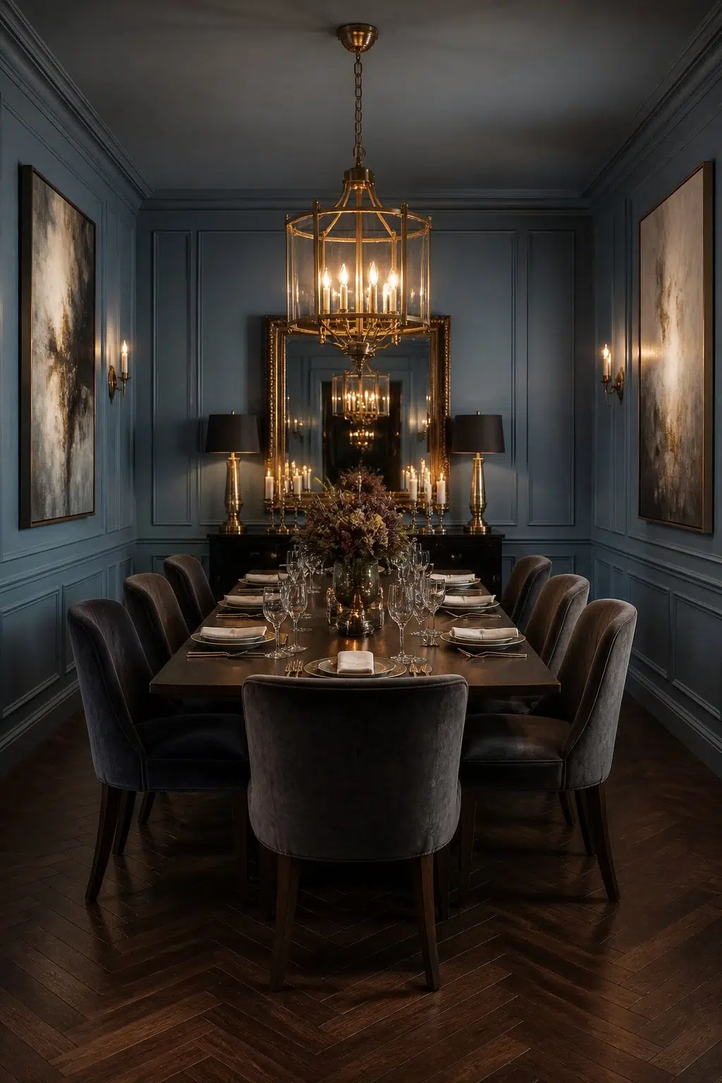 Moody Full-Color Formal Dining Room — Adirondack Blue by Behr