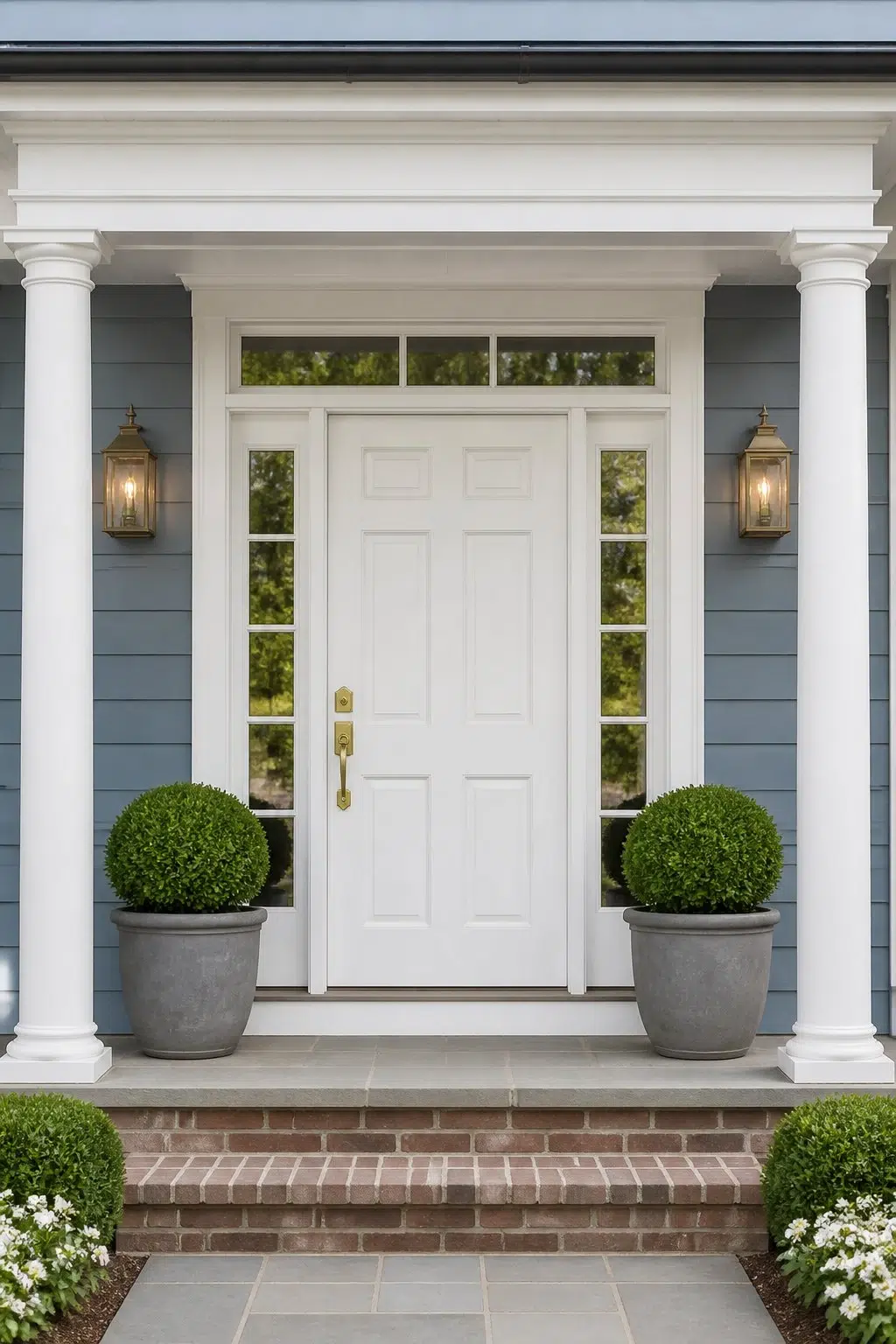 Classic White Entry with Blue Surround — Adirondack Blue by Behr