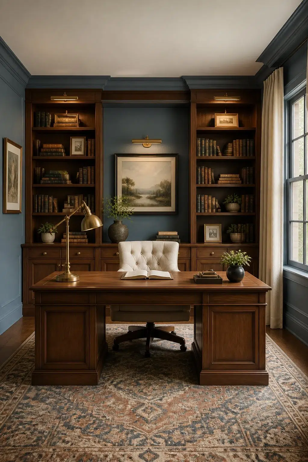 Classic Built-In Study in Blue — Adirondack Blue by Behr