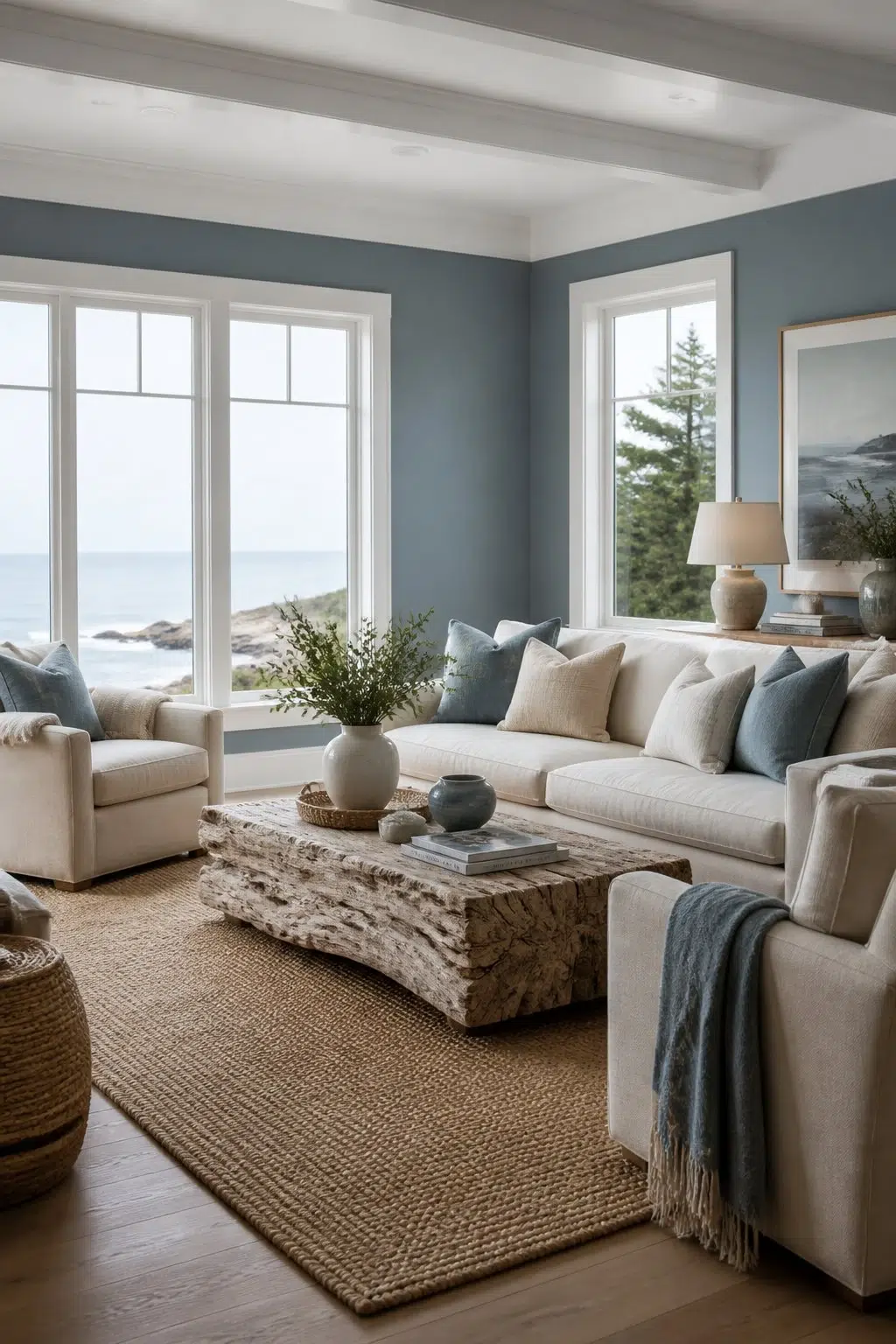 Moody Coastal Living Room — Adirondack Blue by Behr