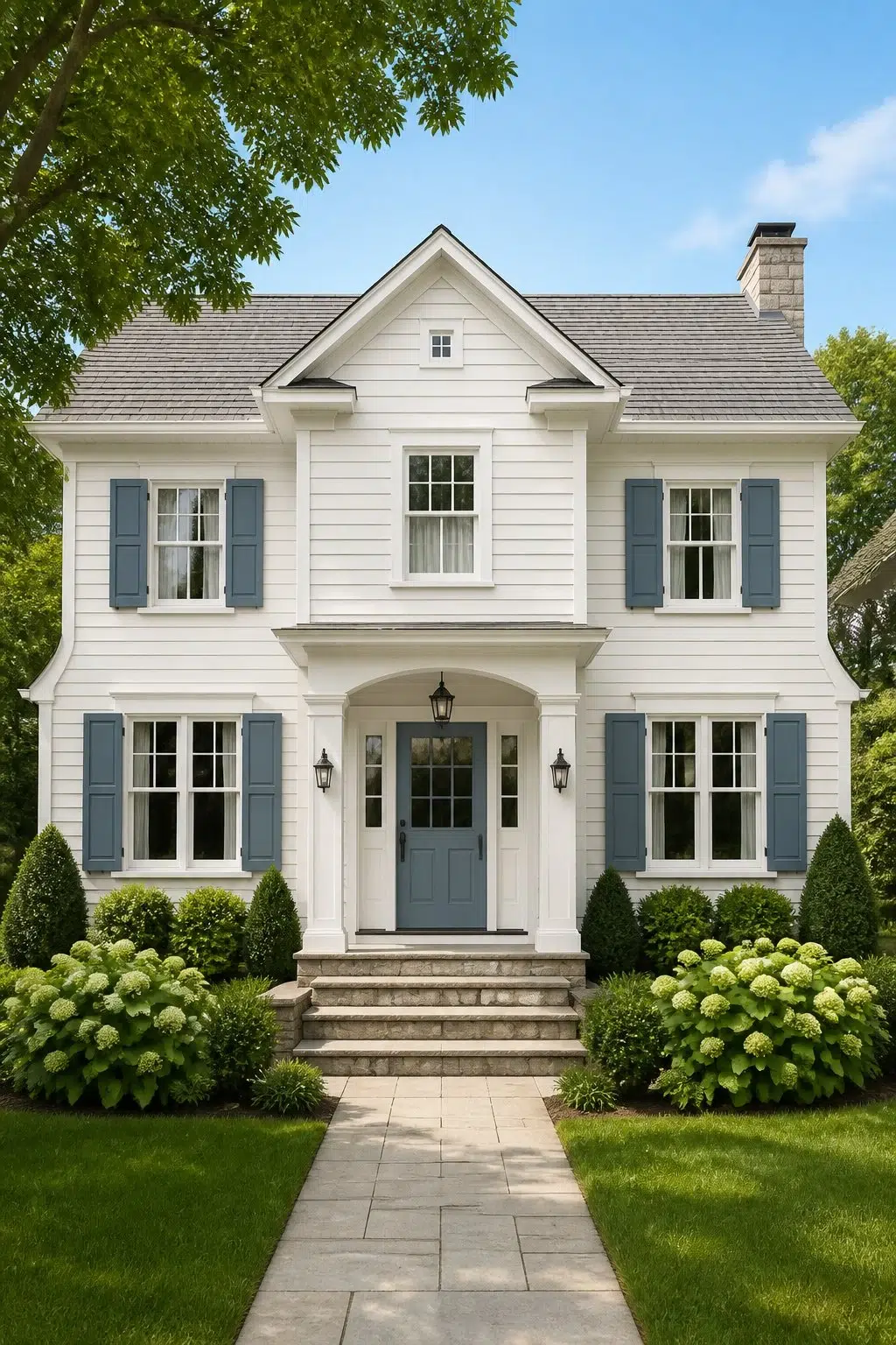Bold Front Door and Shutters — Adirondack Blue by Behr
