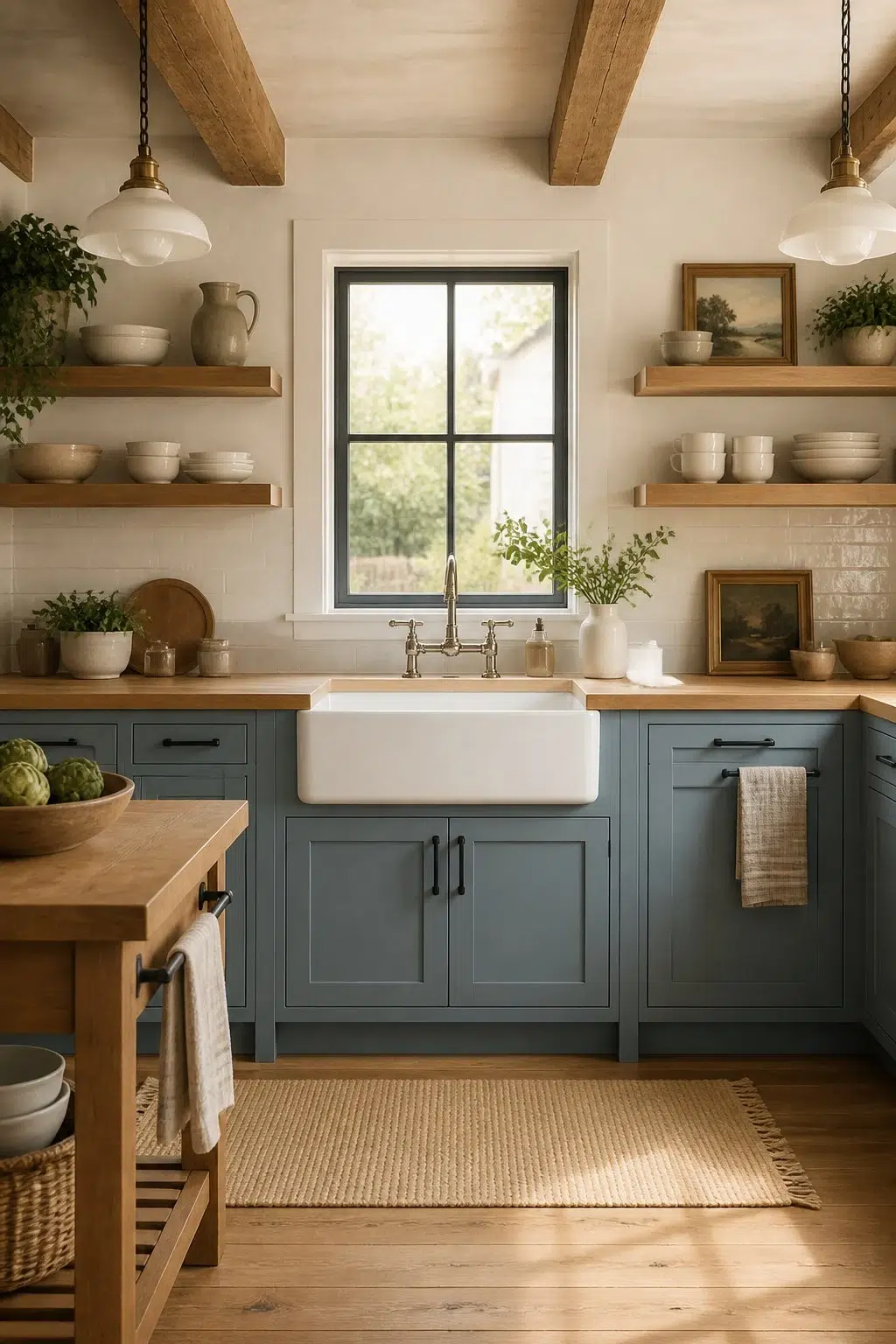Modern Farmhouse Cabinets in Adirondack Blue — Adirondack Blue by Behr