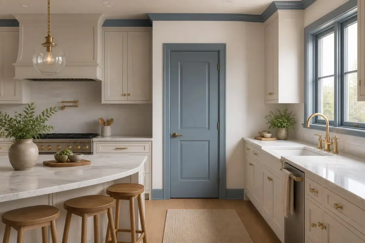 Statement Pantry Door and Trim Details — Adirondack Blue by Behr