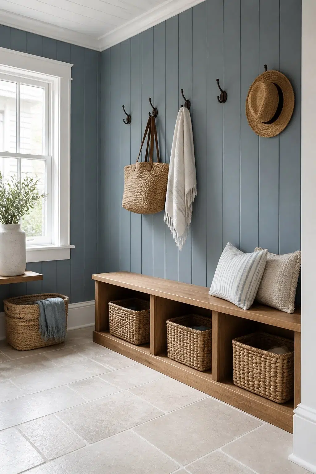 Classic Shiplap Mudroom — Adirondack Blue by Behr