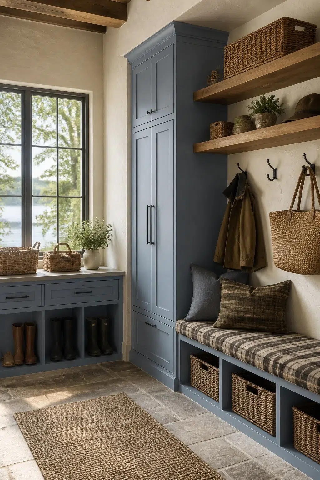 Lakehouse Stone and Blue Entry — Adirondack Blue by Behr
