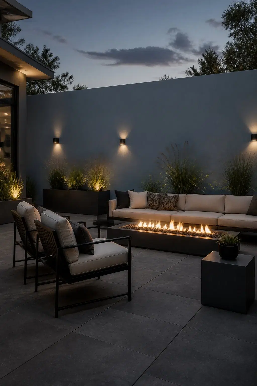 Modern Fire Pit Retreat — Adirondack Blue by Behr