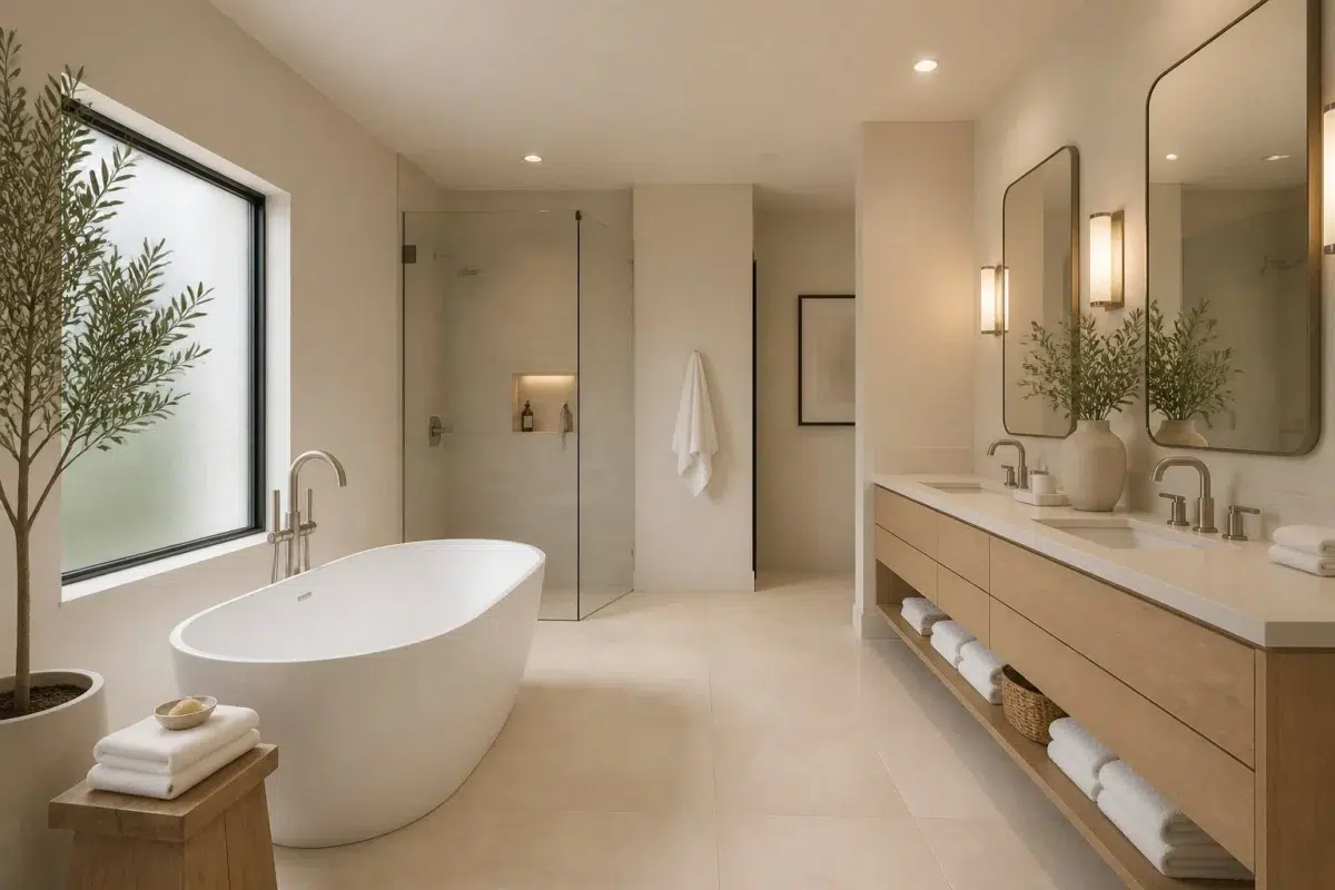 Spa Calm With Warm Beige Walls — Aged Beige by Behr