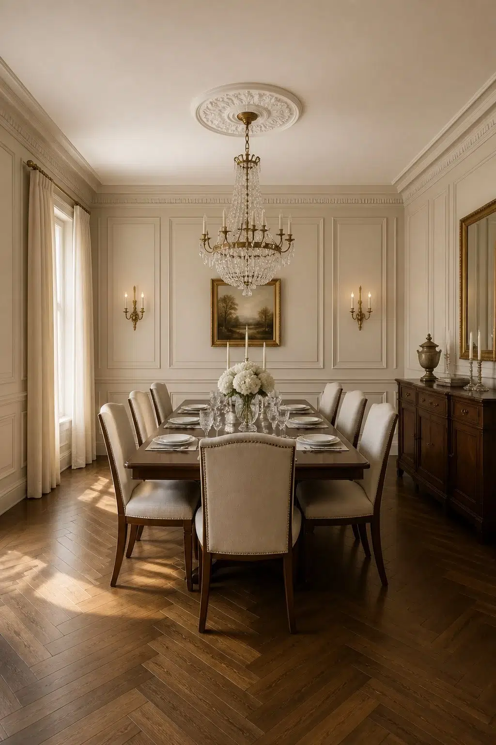 Classic Wainscoted Elegance — Aged Beige by Behr
