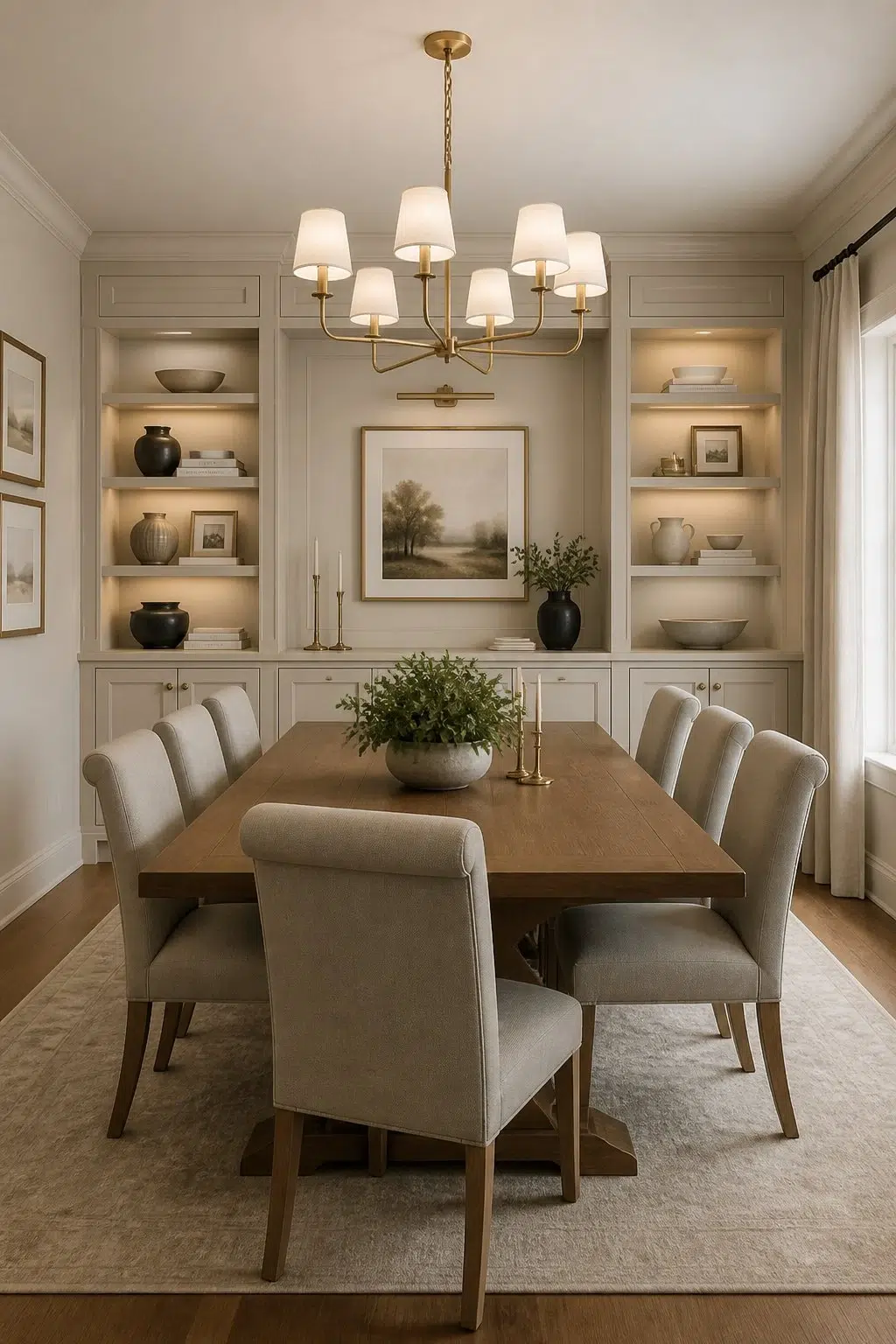 Transitional Dining With Painted Built-Ins — Aged Beige by Behr