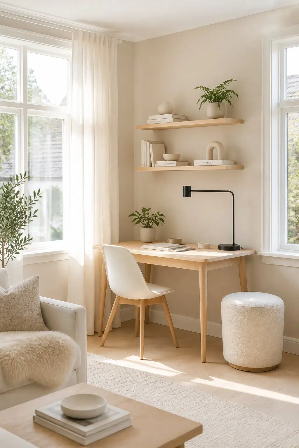 Bright Scandinavian Corner Office — Aged Beige by Behr