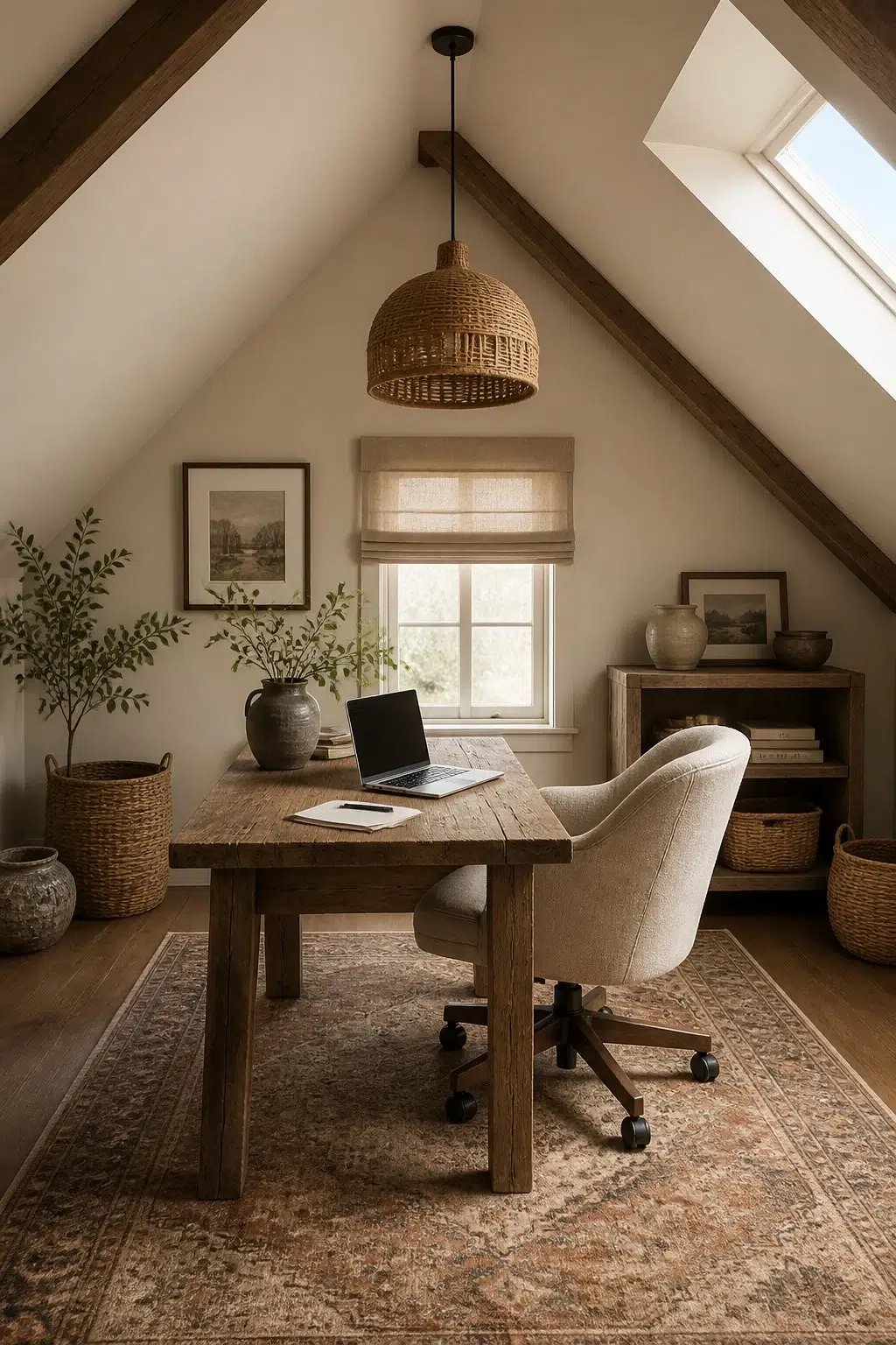 Rustic Modern Attic Workspace — Aged Beige by Behr