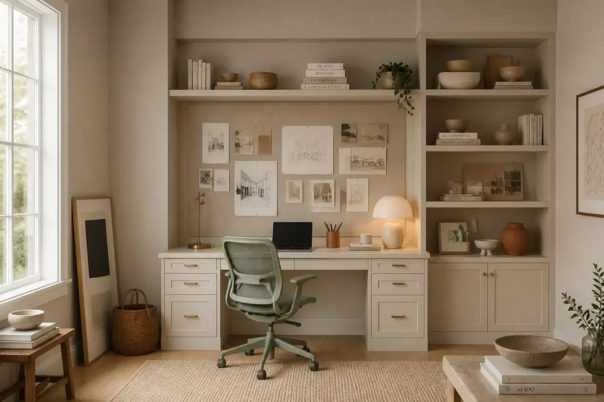 Creative Studio with Painted Desk — Aged Beige by Behr
