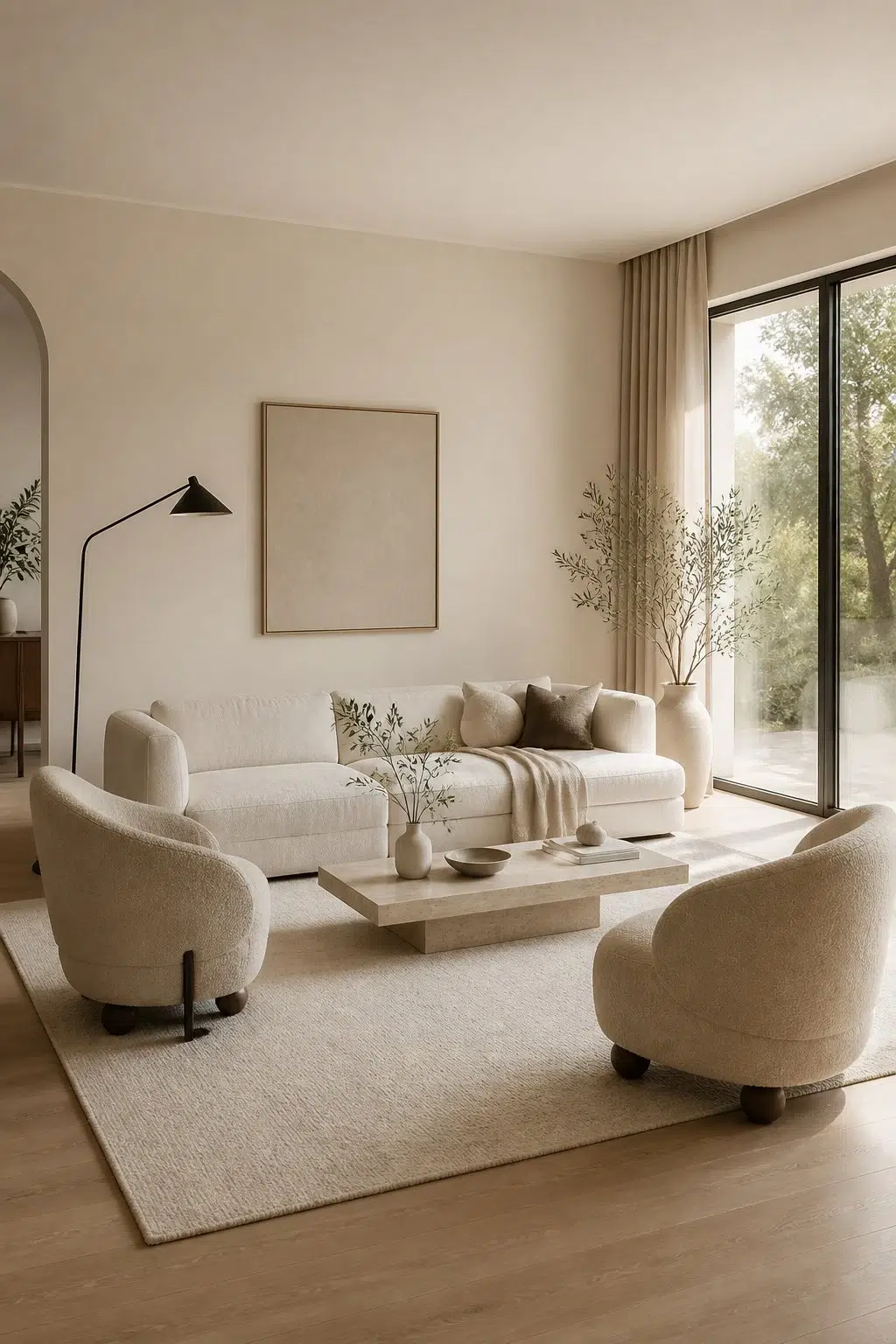 Warm Minimalist Living Room — Aged Beige by Behr