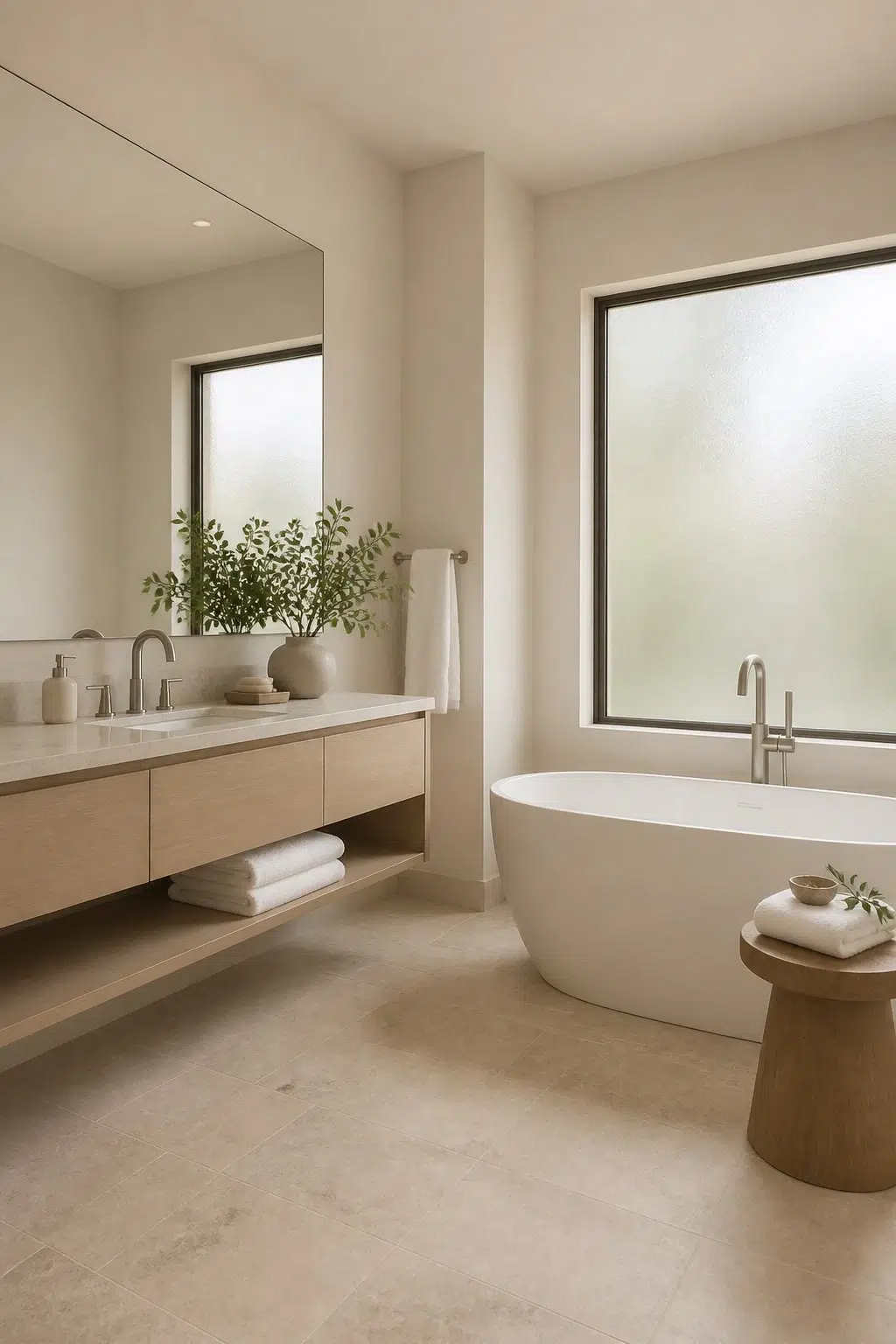 Serene Spa Bathroom Retreat — Aged Beige by Behr
