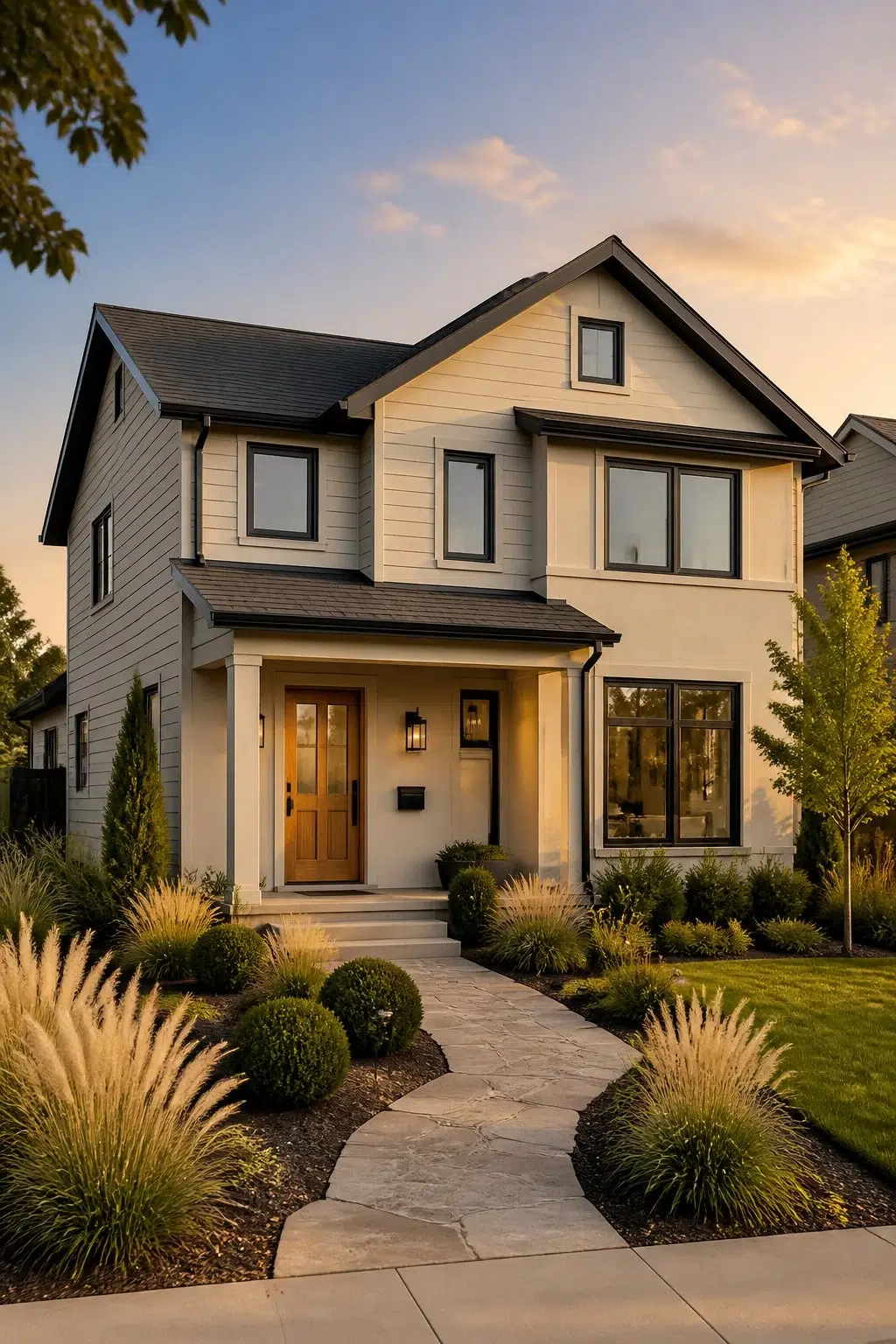Inviting Beige Exterior Facade — Aged Beige by Behr