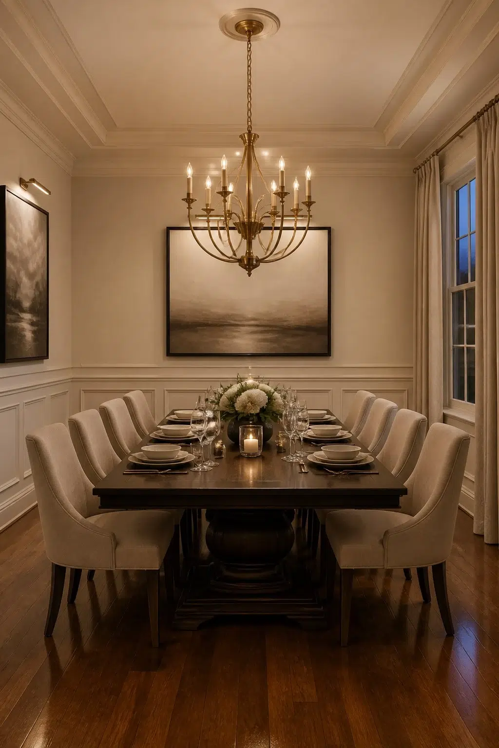 Elegant Dining Room Layers — Aged Beige by Behr