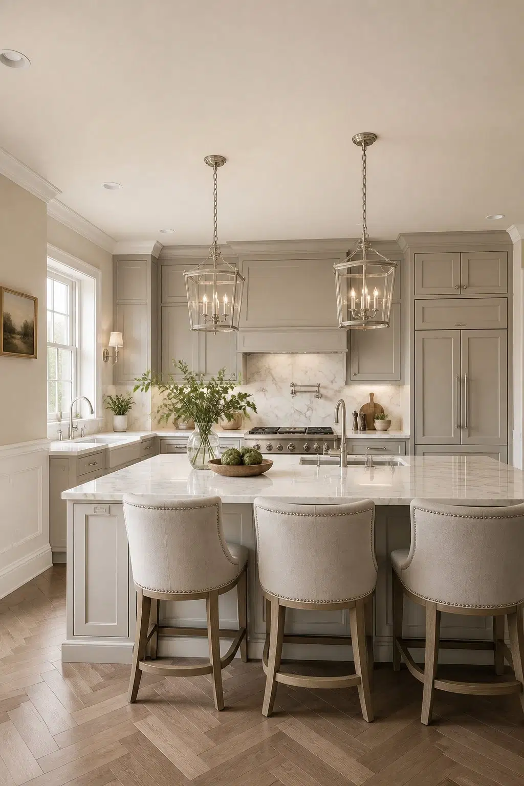 Transitional Kitchen With Beige Ceiling — Aged Beige by Behr