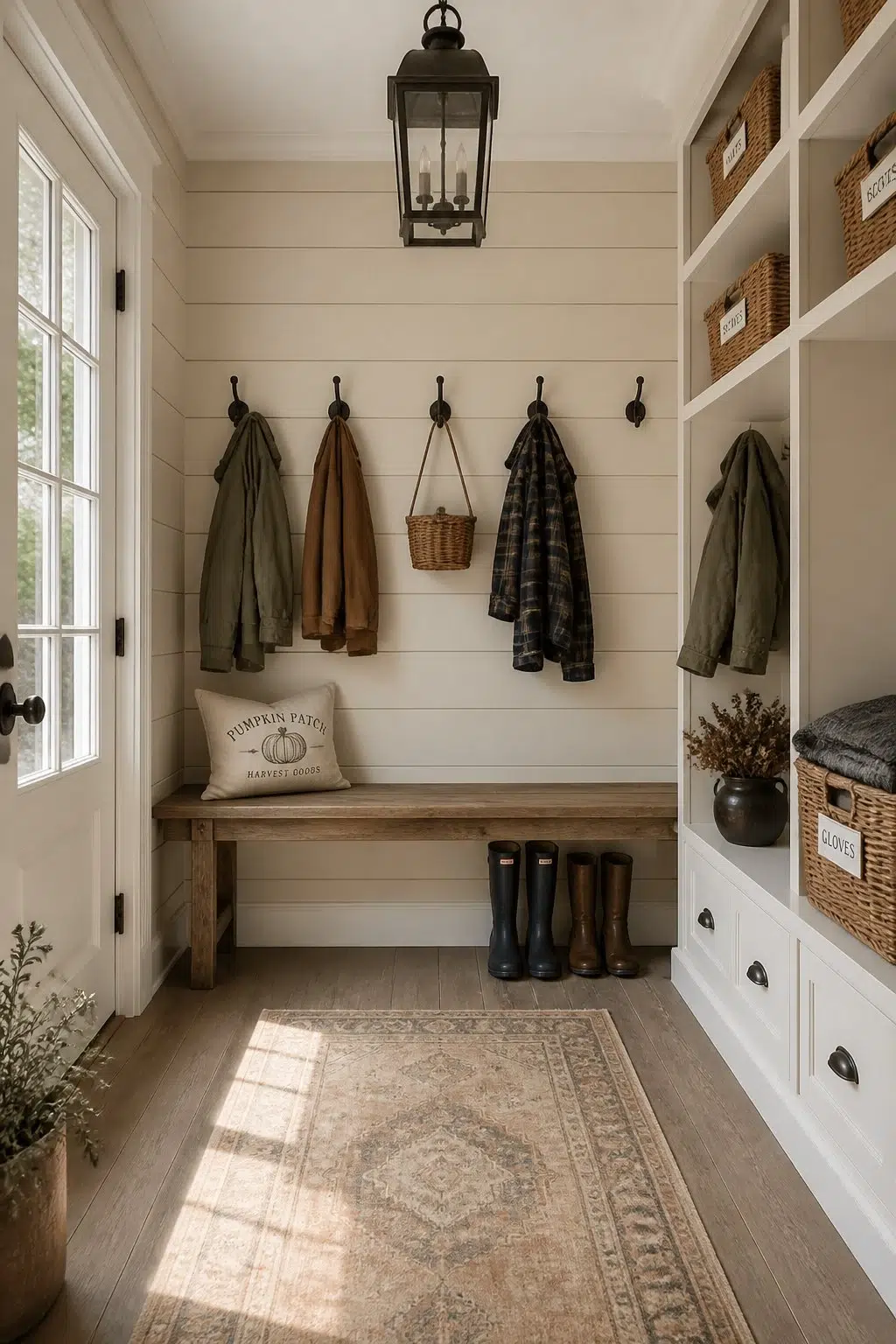 Farmhouse Shiplap Mudroom — Aged Beige by Behr