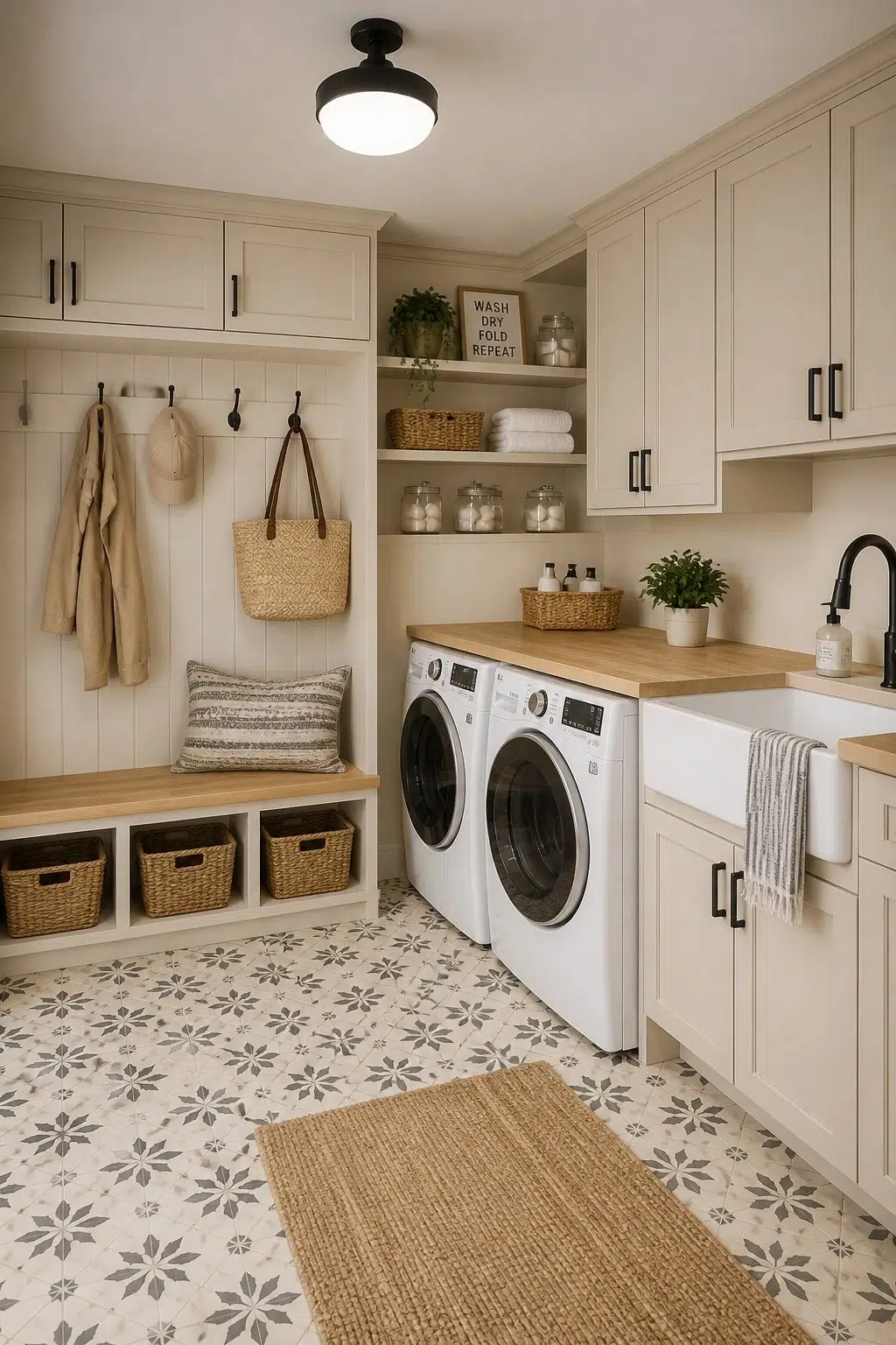 Mudroom Laundry Combo in Aged Beige — Aged Beige by Behr