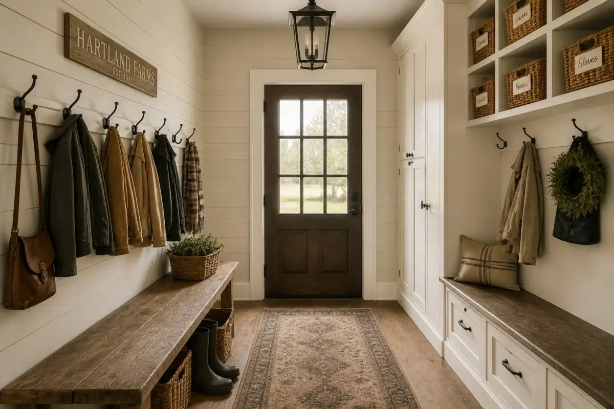 Farmhouse Shiplap Mudroom — Aged Beige by Behr