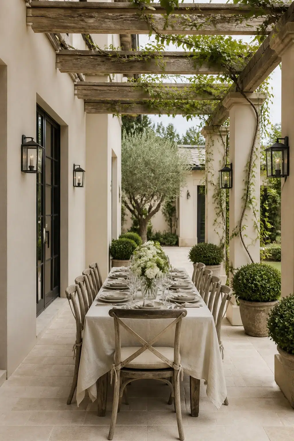 Classic Pergola Dining Patio — Aged Beige by Behr