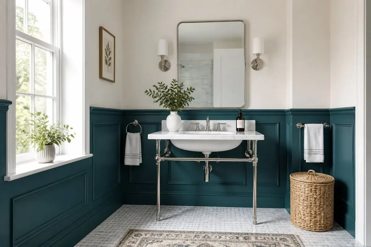 Two-Tone Wainscot Elegance — Ocean Abyss by Behr