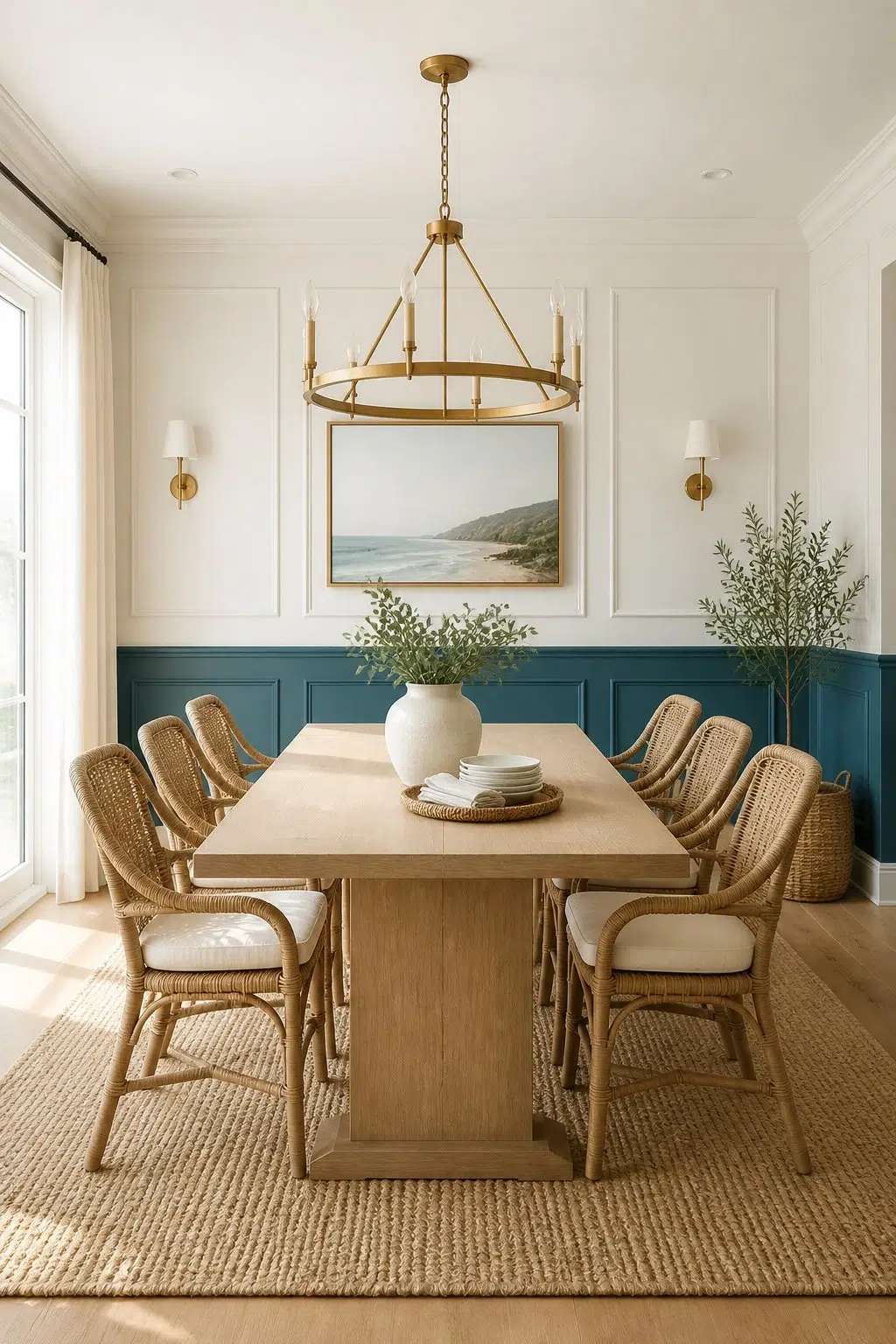 Coastal Contrast With Deep Blue Wainscoting — Ocean Abyss by Behr