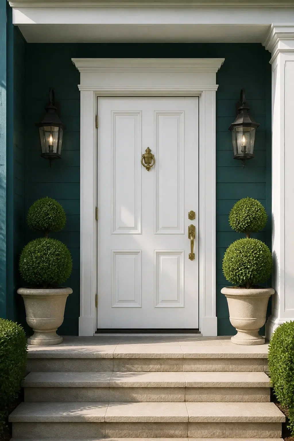Classic White Door, Ocean Abyss Walls — Ocean Abyss by Behr