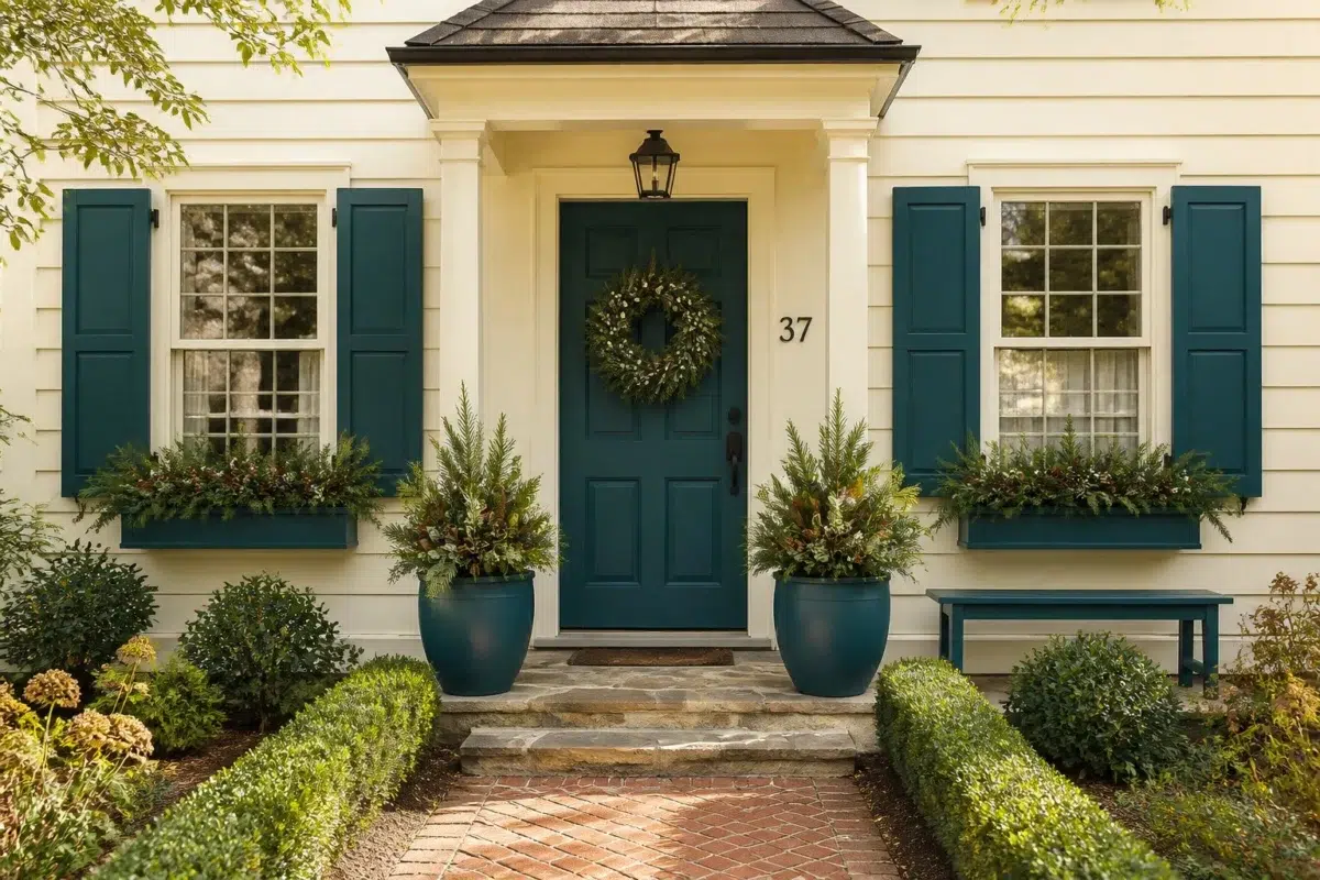 Ocean Abyss Shutters and Planter Details — Ocean Abyss by Behr