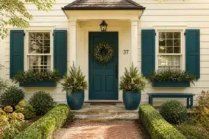 Ocean Abyss Shutters and Planter Details — Ocean Abyss by Behr