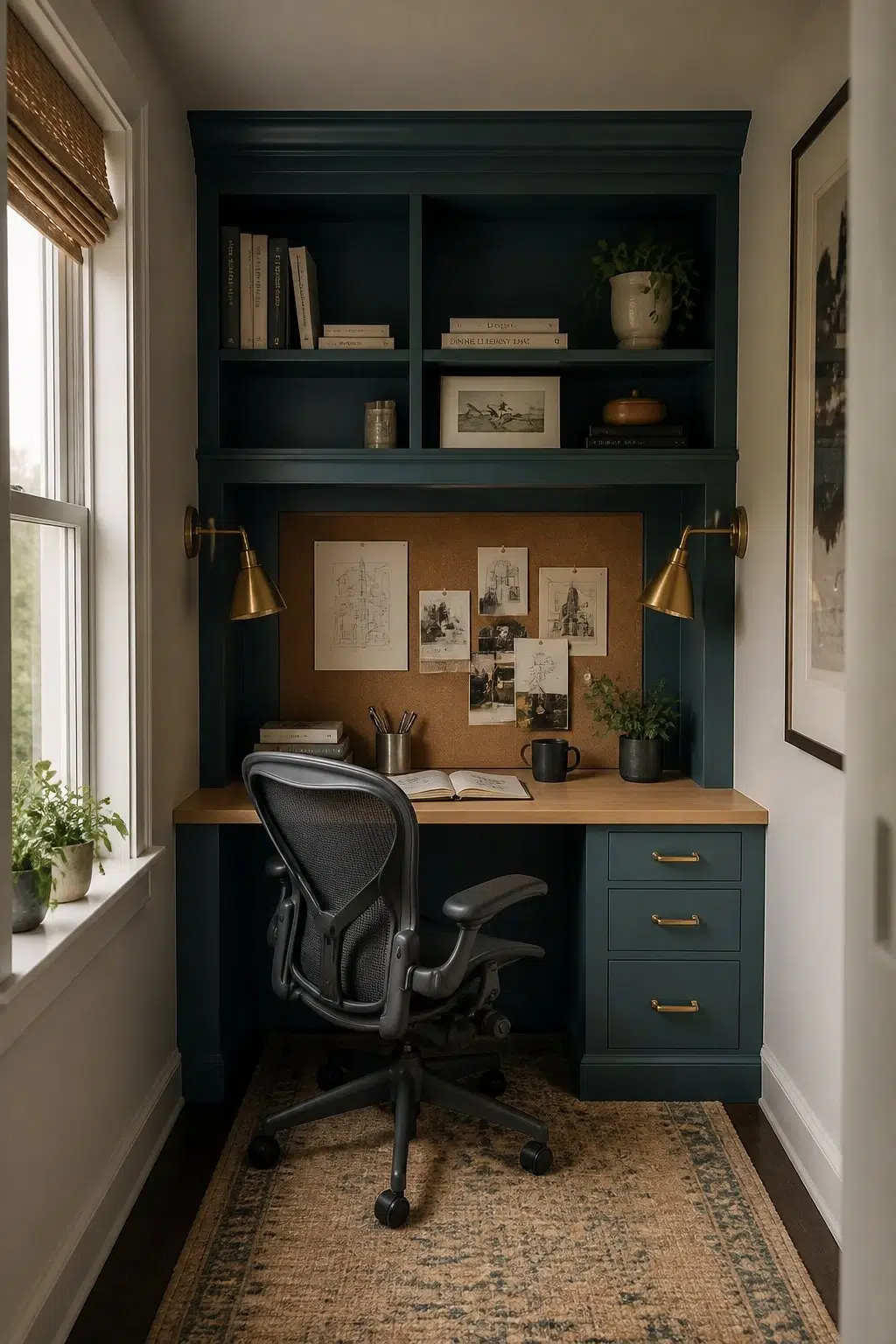 Creative Nook With Painted Millwork — Ocean Abyss by Behr