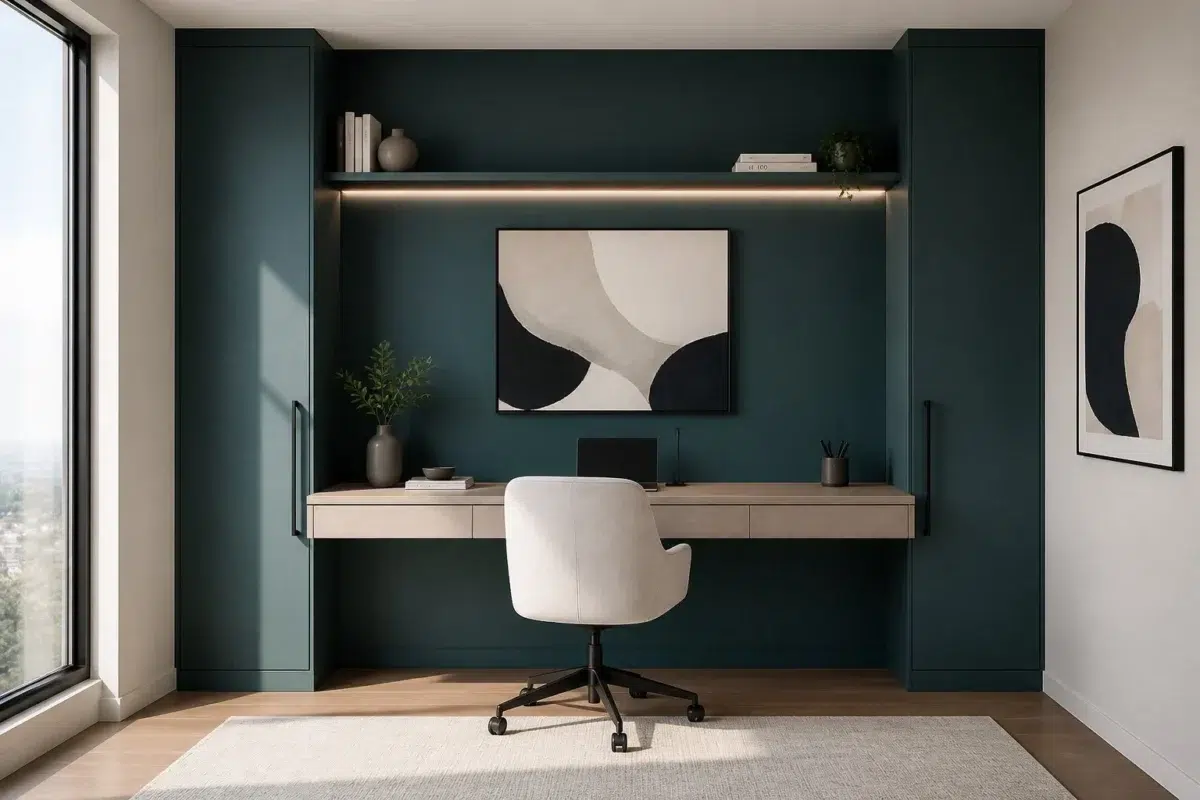 Modern Minimal Zoom Room — Ocean Abyss by Behr