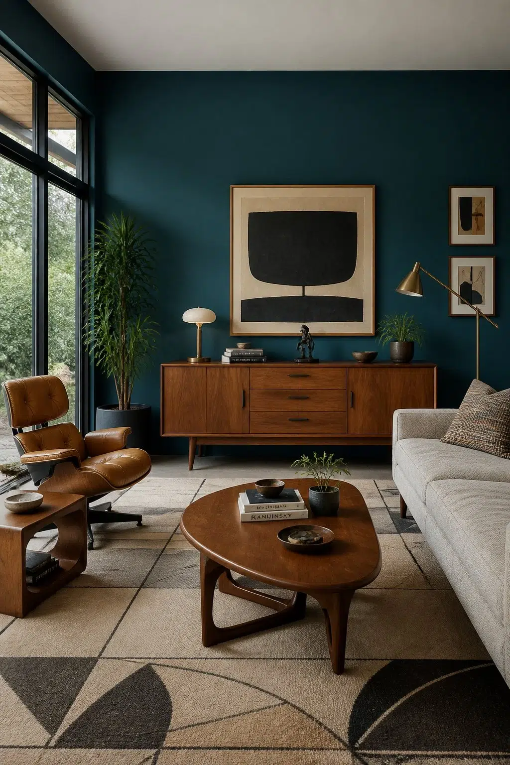 Mid-Century Blue and Walnut Retreat — Ocean Abyss by Behr