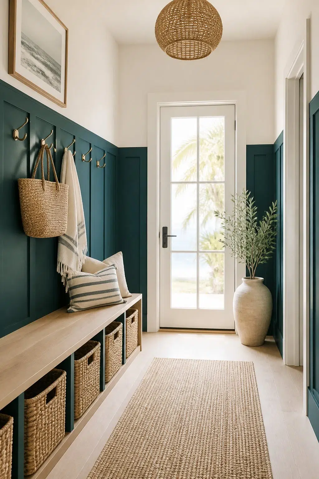 Board-and-Batten Coastal Entry — Ocean Abyss by Behr