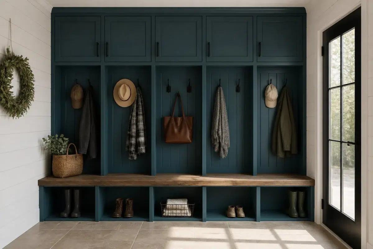Modern Farmhouse Locker Wall — Ocean Abyss by Behr