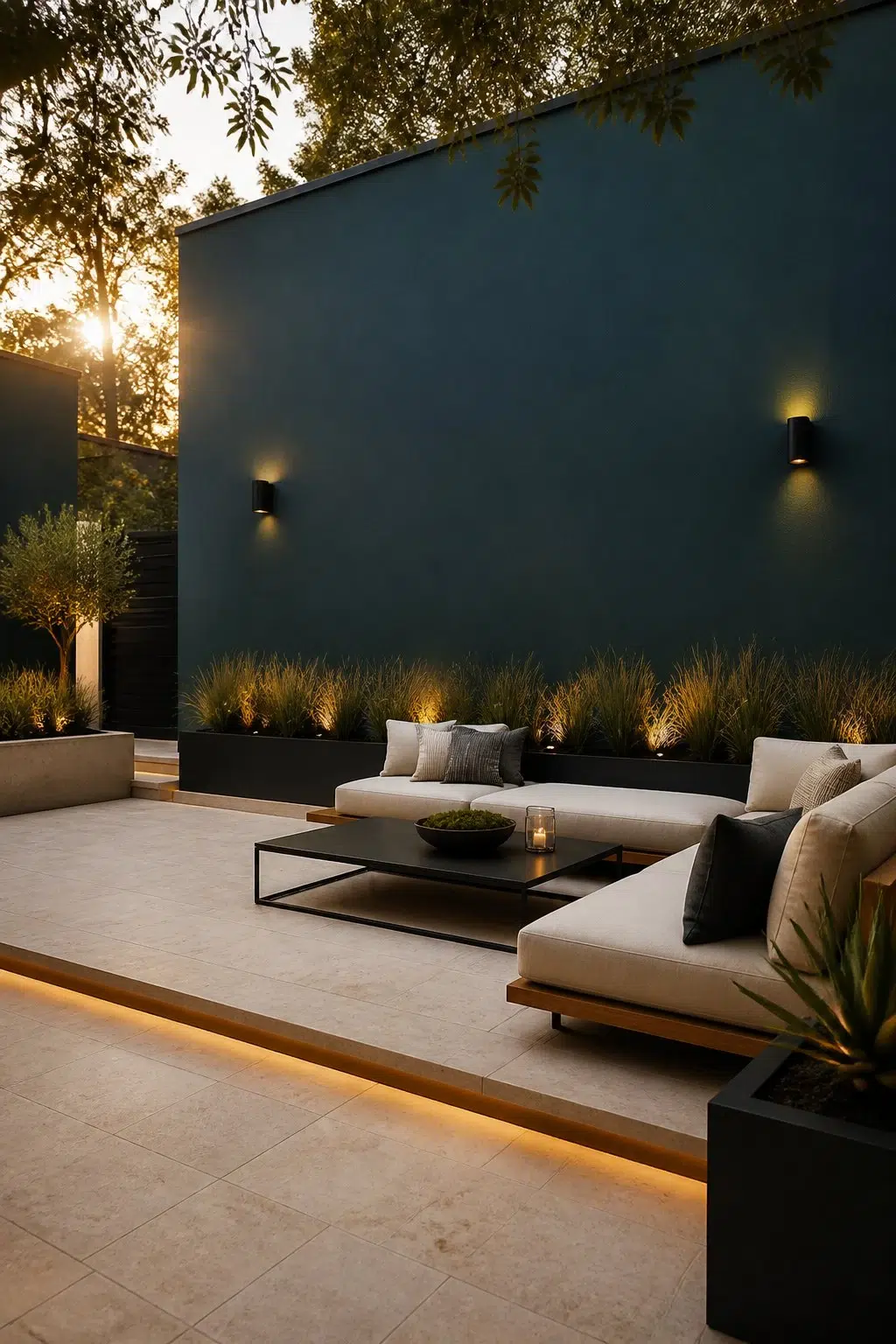 Modern Courtyard Contrast — Ocean Abyss by Behr